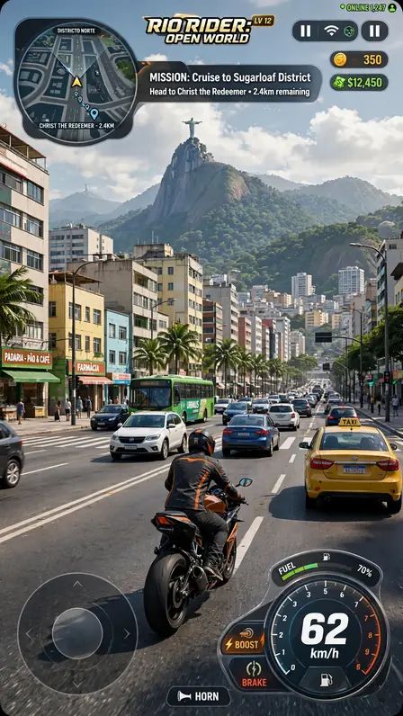 Projeto Grau 2 open world: Brazilian city street at night