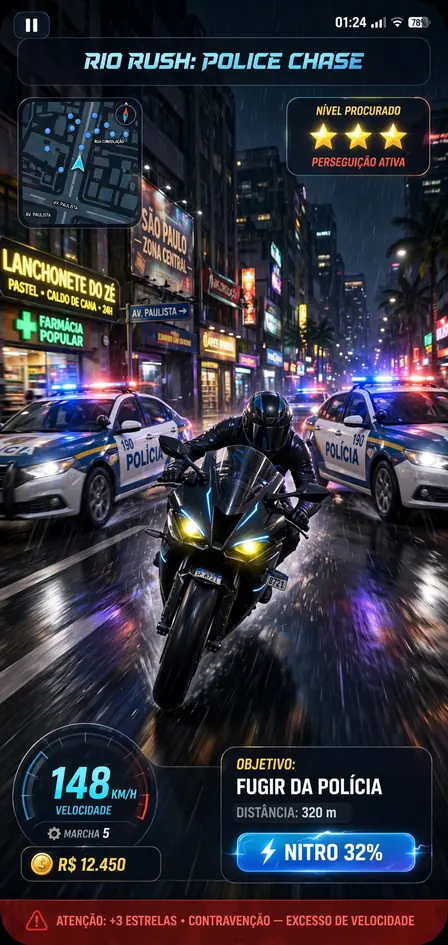 Projeto Grau 2 police chase with wanted level indicator